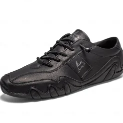 Men's Green Casual Faux Leather Sneakers with Unique Stitching and Lace-Up Design, Comfortable and Stylish for Everyday Wear