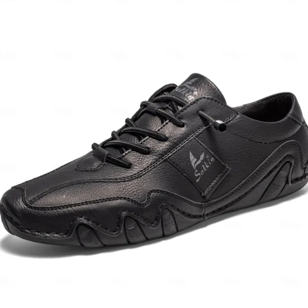 Men's Green Casual Faux Leather Sneakers with Unique Stitching and Lace-Up Design, Comfortable and Stylish for Everyday Wear