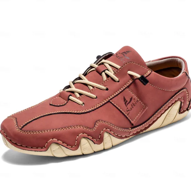 Men's Green Casual Faux Leather Sneakers with Unique Stitching and Lace-Up Design, Comfortable and Stylish for Everyday Wear