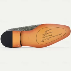 Men's Green Crocodile Pattern Leather Oxford Shoes – Premium Cowhide Lace-Up Design for Formal, Business and Special Occasions