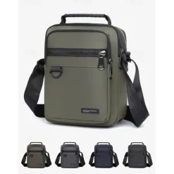 Men's Green Crossbody Messenger Bag with Multiple Zippered Pockets - Durable and Stylish for Everyday and Travel Use