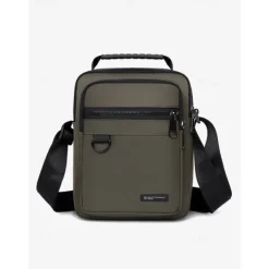 Men's Green Crossbody Messenger Bag with Multiple Zippered Pockets - Durable and Stylish for Everyday and Travel Use