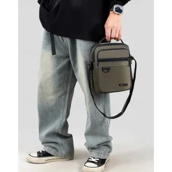 Men's Green Crossbody Messenger Bag with Multiple Zippered Pockets - Durable and Stylish for Everyday and Travel Use