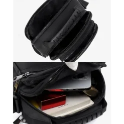 Men's Green Crossbody Messenger Bag with Multiple Zippered Pockets - Durable and Stylish for Everyday and Travel Use