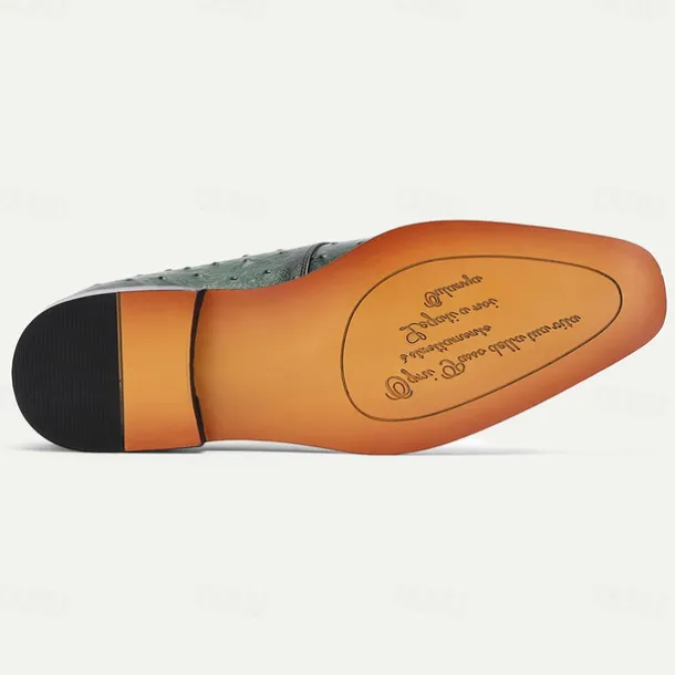 Men's Green Genuine Leather Oxford Shoes – Luxury Crocodile Pattern Lace-Up Dress Shoes for Kentucky Derby & Weddings