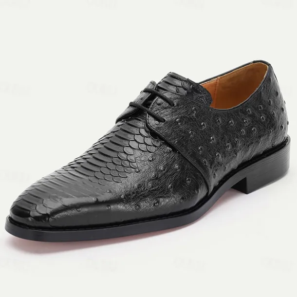 Men's Green Genuine Leather Oxford Shoes – Luxury Crocodile Pattern Lace-Up Dress Shoes for Kentucky Derby & Weddings
