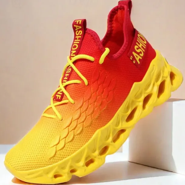 Men's Green Running Sneakers with Mesh Upper and Lightweight Design – Breathable, Comfortable Athletic Shoes for Sports, Workouts and Casual Wear