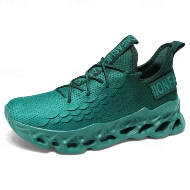 Men's Green Running Sneakers with Mesh Upper and Lightweight Design – Breathable, Comfortable Athletic Shoes for Sports, Workouts and Casual Wear