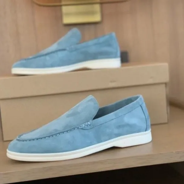 Men's Green Suede Casual Loafers with Lightweight Non-Slip White Sole, Comfortable Slip-On Design, and Breathable Material