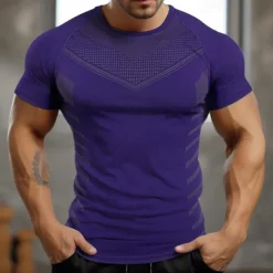 Men's Gym Shirt Sports T-Shirt Crew Neck Short Sleeve Sport Casual Daily Gym Quick dry Breathable Soft Color Block Black Yellow Activewear Fashion Basic