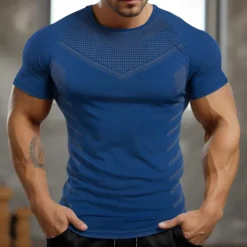 Men's Gym Shirt Sports T-Shirt Crew Neck Short Sleeve Sport Casual Daily Gym Quick dry Breathable Soft Color Block Black Yellow Activewear Fashion Basic