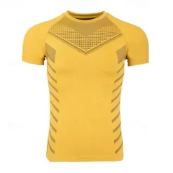 Men's Gym Shirt Sports T-Shirt Crew Neck Short Sleeve Sport Casual Daily Gym Quick dry Breathable Soft Color Block Black Yellow Activewear Fashion Basic