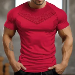 Men's Gym Shirt Sports T-Shirt Crew Neck Short Sleeve Sport Casual Daily Gym Quick dry Breathable Soft Color Block Black Yellow Activewear Fashion Basic