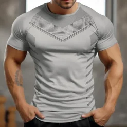 Men's Gym Shirt Sports T-Shirt Crew Neck Short Sleeve Sport Casual Daily Gym Quick dry Breathable Soft Color Block Black Yellow Activewear Fashion Basic