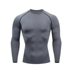 Men's Gym Shirt Sports T-Shirt Crew Neck Long Sleeve Sports & Outdoor Fitness Gym Soft Plain Black White Activewear Fashion Sport