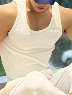 Men's GYM Tank Running Tank Workout Tank Men Tops Crew Neck Sleeveless Sports & Outdoor Vacation Going out Casual Daily Quick dry Moisture Wicking Breathable Soft Plain Black White Activewear Fashion