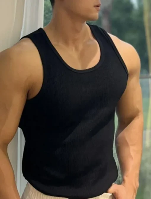 Men's GYM Tank Running Tank Workout Tank Men Tops Crew Neck Sleeveless Sports & Outdoor Vacation Going out Casual Daily Quick dry Moisture Wicking Breathable Soft Plain Black White Activewear Fashion