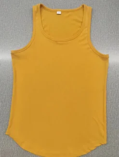 Men's GYM Tank Running Tank Workout Tank Men Tops Crew Neck Sleeveless Sports & Outdoor Vacation Going out Casual Daily Quick dry Moisture Wicking Breathable Soft Plain Black White Activewear Fashion