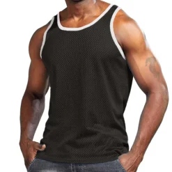 Men's Gym Tank Top Basketball Jersey Mesh Classic Sleeveless Singlet Athletic Athleisure Breathable Quick Dry Moisture Wicking Soft Fitness Gym Workout Basketball Sportswear Activewear Solid Colored