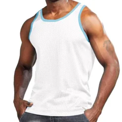 Men's Gym Tank Top Basketball Jersey Mesh Classic Sleeveless Singlet Athletic Athleisure Breathable Quick Dry Moisture Wicking Soft Fitness Gym Workout Basketball Sportswear Activewear Solid Colored