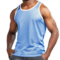 Men's Gym Tank Top Basketball Jersey Mesh Classic Sleeveless Singlet Athletic Athleisure Breathable Quick Dry Moisture Wicking Soft Fitness Gym Workout Basketball Sportswear Activewear Solid Colored