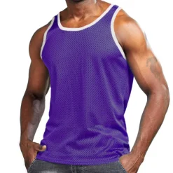 Men's Gym Tank Top Basketball Jersey Mesh Classic Sleeveless Singlet Athletic Athleisure Breathable Quick Dry Moisture Wicking Soft Fitness Gym Workout Basketball Sportswear Activewear Solid Colored
