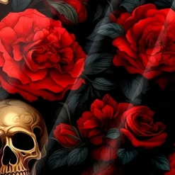 Men's Halloween Costumes Day of the Dead Rose Shirt Summer Shirt Button Up Shirt Short Sleeve Dark Punk Gothic Style Holiday Streetwear Summer Turndown 3D Print Front One Pocket Linen Like Shirt Black