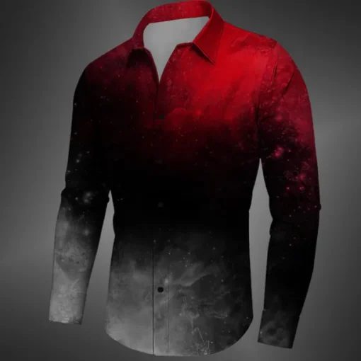 Men's Halloween Costumes Shirt Button Up Shirt Long Sleeve Casual Dark Business Daily Fall Winter Spring & Summer Turndown Shirt Collar Button Up 3D Print Yellow Red Blue Purple Green