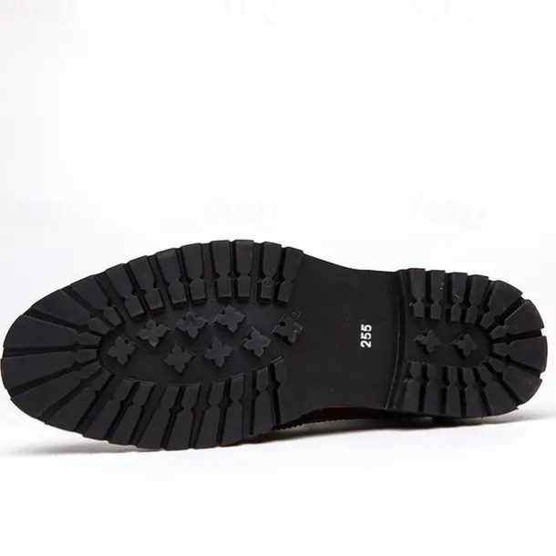 Men's Hand-Painted Brogue Ankle Boots with Lace-Up Design, Faux Leather Upper, and Rugged Sole – Stylish Vintage Casual Footwear