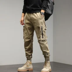 Men's Harem Hip Hop Techwear Streetwear Tactical Joggers Cargo Pants Casual Functional Overalls Jeans Trousers Green