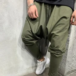 Men's Harem Joggers Trousers Casual Pants Drawstring Elastic Waist Baggy Solid Color Breathable Lightweight Full Length Casual Daily Streetwear Casual Hip-Hop Black White Micro-elastic