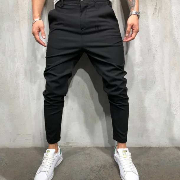 Men's Harem Trousers Jogger Pants Baggy Plain Breathable Lightweight Full Length Casual Daily Cotton Hip-Hop Smart Casual ArmyGreen Black Micro-elastic