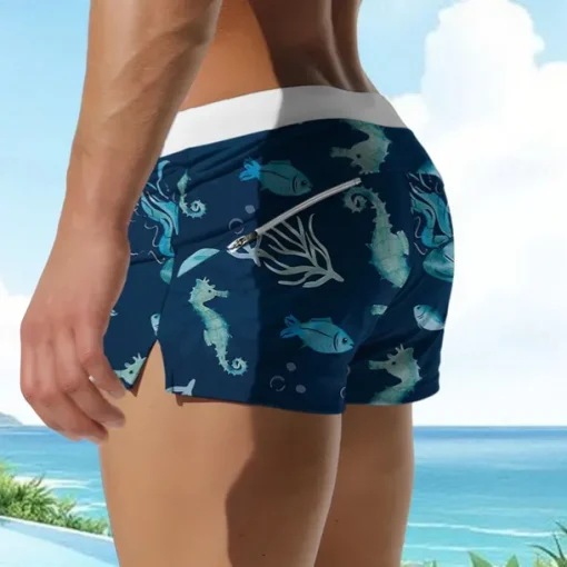 Men's Hawaiian Sea Creatures Swim Shorts Board Shorts Swimming Trunks Mid Waist Fashion Designer Surfing Holiday Beach Pocket Drawstring Elastic Waist Designer Clothing Apparel