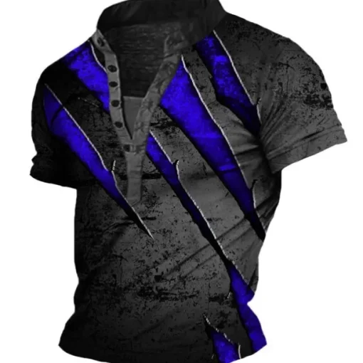 Men's Henley Shirt Tee Graphic Claw Marks Henley Clothing Apparel 3D Print Outdoor Daily Short Sleeve Button-Down Print Fashion Casual Comfortable