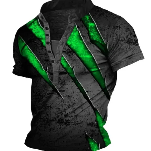 Men's Henley Shirt Tee Graphic Claw Marks Henley Clothing Apparel 3D Print Outdoor Daily Short Sleeve Button-Down Print Fashion Casual Comfortable