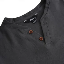 Men's Henley Shirt Tee Top Short Sleeves Plain Fashion Designer Basic Buttons V Neck V Neck Vacation Street Going out Summer Black White Light Blue Henley T-Shirt