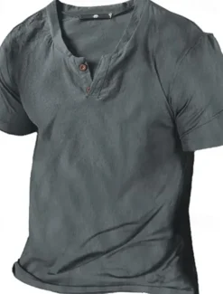 Men's Henley Shirt Tee Top Plain Henley Street Vacation Short Sleeve Button-Down Clothing Apparel Designer Basic Modern Contemporary