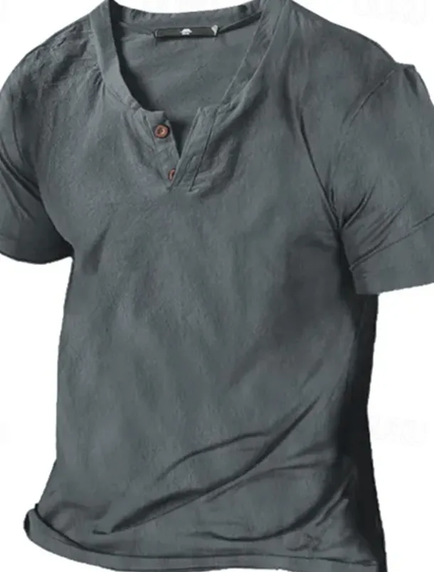 Men's Henley Shirt Tee Top Plain Henley Street Vacation Short Sleeve Button-Down Clothing Apparel Designer Basic Modern Contemporary