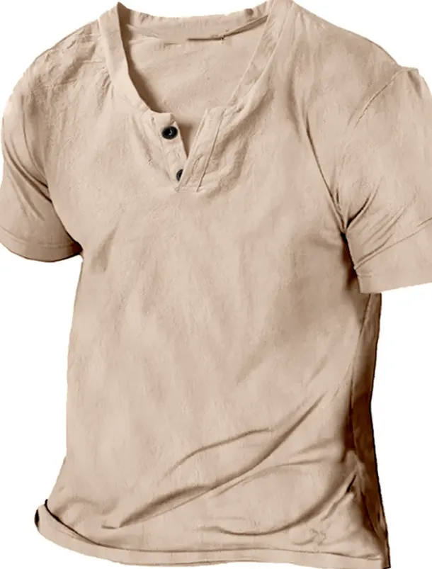 Men's Henley Shirt Tee Top Plain Henley Street Vacation Short Sleeve Button-Down Clothing Apparel Designer Basic Modern Contemporary