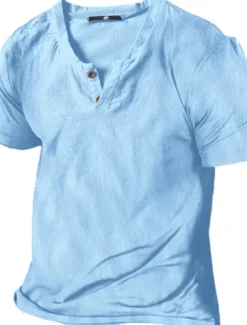 Men's Henley Shirt Tee Top Plain Henley Street Vacation Short Sleeve Button-Down Clothing Apparel Designer Basic Modern Contemporary