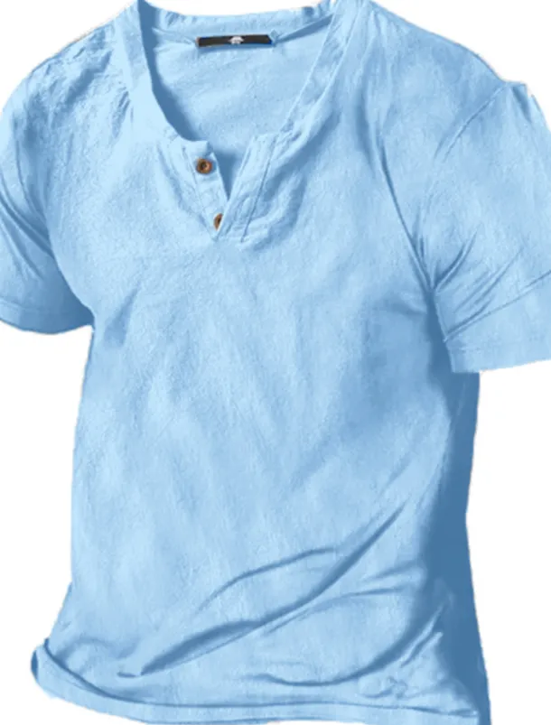 Men's Henley Shirt Tee Top Plain Henley Street Vacation Short Sleeve Button-Down Clothing Apparel Designer Basic Modern Contemporary