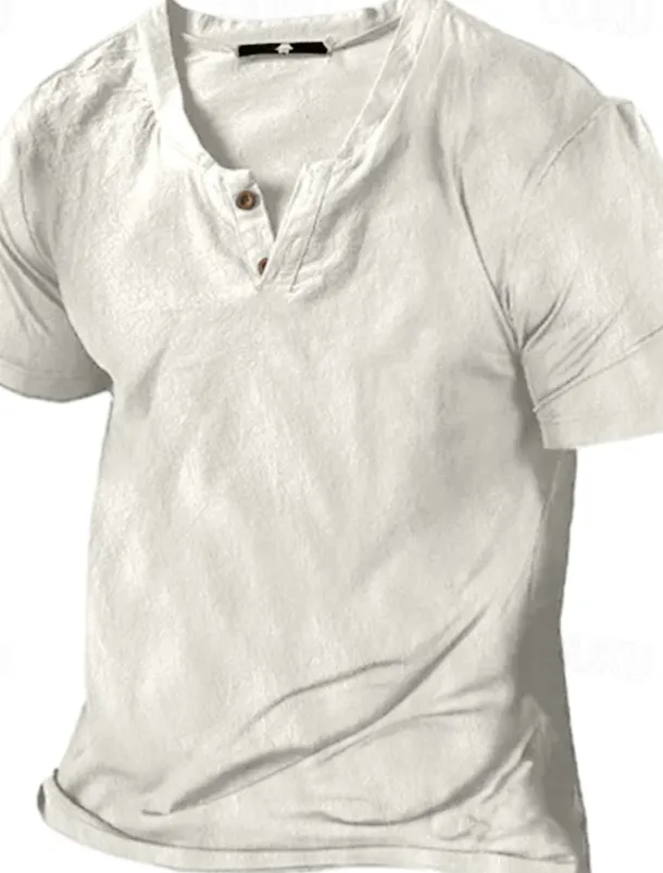 Men's Henley Shirt Tee Top Plain Henley Street Vacation Short Sleeve Button-Down Clothing Apparel Designer Basic Modern Contemporary