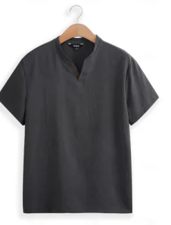 Men's Henley Shirt Tee Top Plain Henley Street Vacation Short Sleeve Button-Down Clothing Apparel Designer Basic Modern Contemporary