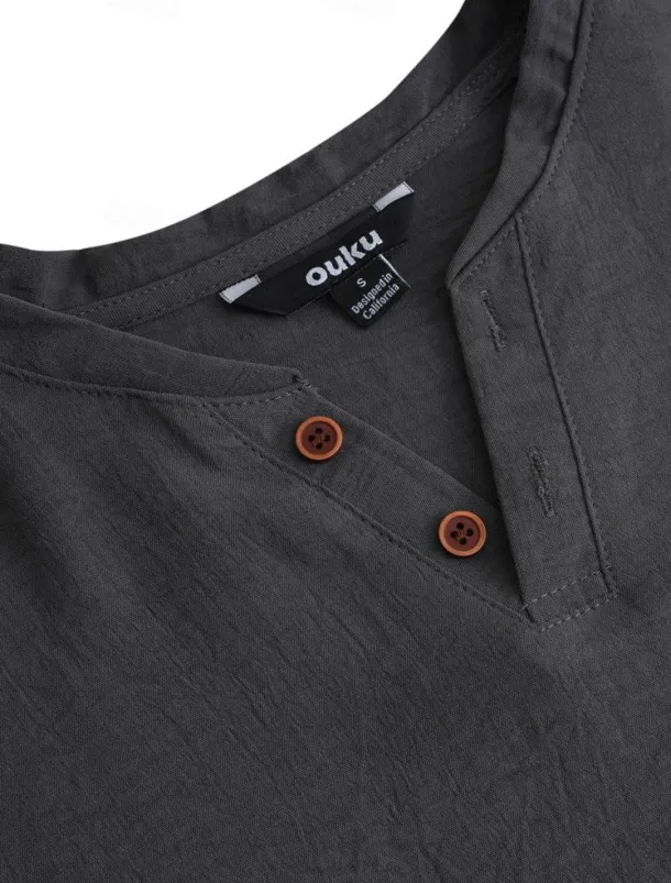 Men's Henley Shirt Tee Top Plain Henley Street Vacation Short Sleeve Button-Down Clothing Apparel Designer Basic Modern Contemporary