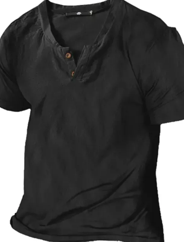 Men's Henley Shirt Tee Top Plain Henley Street Vacation Short Sleeve Button-Down Clothing Apparel Designer Basic Modern Contemporary