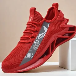 Men's High-Performance Athletic Sneakers in Vibrant Red – Lightweight, Breathable, and Durable Design for Running and Sports
