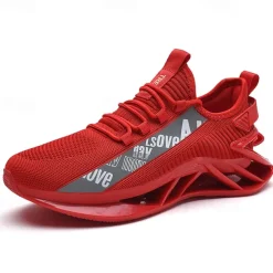 Men's High-Performance Athletic Sneakers in Vibrant Red – Lightweight, Breathable, and Durable Design for Running and Sports