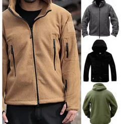 Men's Hiking Fleece Jacket Fleece Winter Outdoor Warm Soft Comfortable Fleece Jackets Full Zip Camping / Hiking / Caving Traveling Winter Sports Black Army Green Khaki Grey