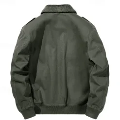 Men's Hiking Jacket Fleece Jacket Cotton Winter Outdoor Thermal Warm Fleece Lining Windproof Water Resistant Windbreaker Jacket Traveling Black Green Khaki