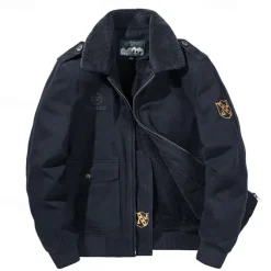 Men's Hiking Jacket Fleece Jacket Cotton Winter Outdoor Thermal Warm Fleece Lining Windproof Water Resistant Windbreaker Jacket Traveling Black Green Khaki